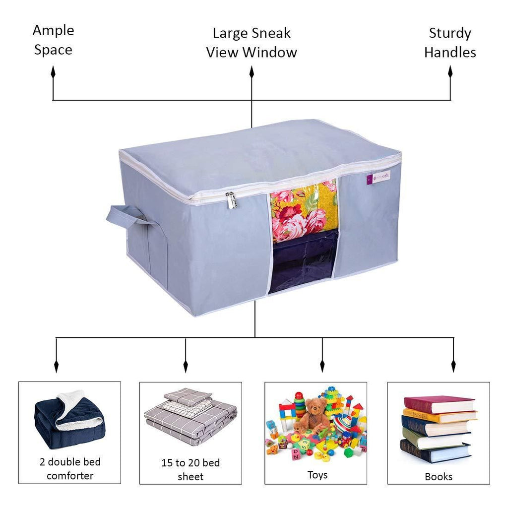 Storage Bag-UnderBed Blanket Storage Bag Covers With Handles(Set of 2) of 66 liter