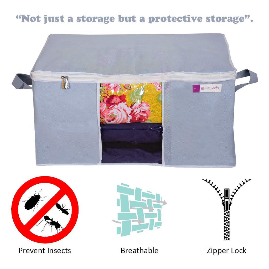 Storage Bag-UnderBed Blanket Storage Bag Covers With Handles(Set of 2) of 66 liter